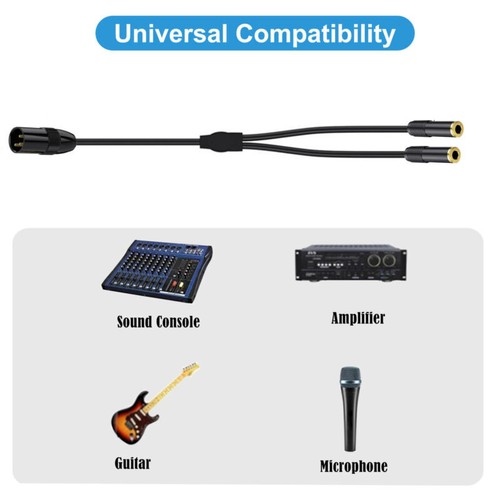 XLR to Dual 6.35mm 1/4'' TRS Stereo Audio Splitter Cable | Male to Female | 0.5m - Picture 6 of 6