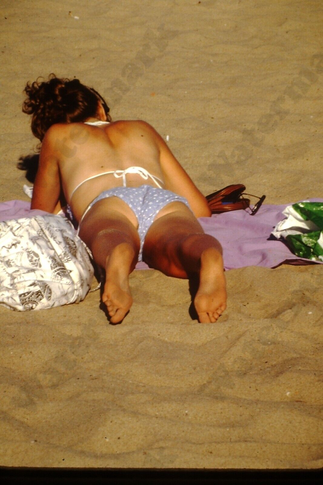 1988 beach scene candid of woman in bikini sunbathing voyeur 35mm SLIDE Bs6 eBay