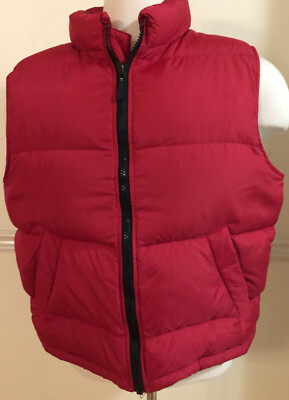 Eddie Bauer Men's Red Zip Front Down Vest Puffer Medium GUC