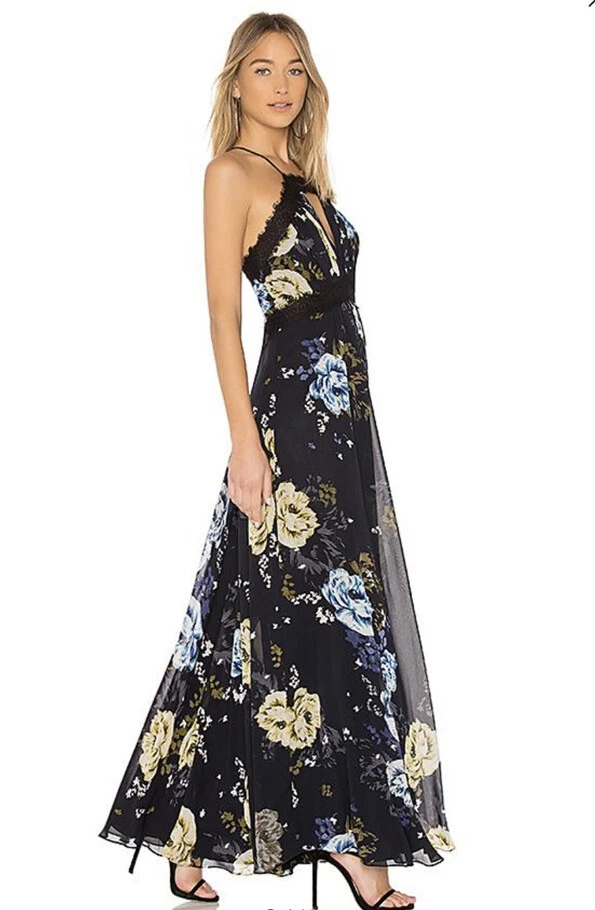 Maxi Vestido Jill Stuart Estampado Floral Azul Marino Estampado Margarita Foto 2 de 4