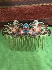 Cloisonne Hair Comb Blue Enamel Hair Comb Flower Jewelry
