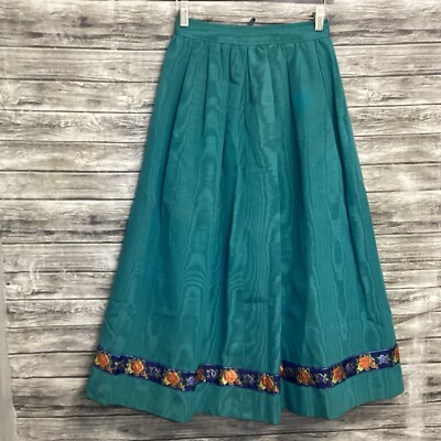 Vintage Saint Laurent Midi Skirt Women 40 Dark Green Rive Gauche