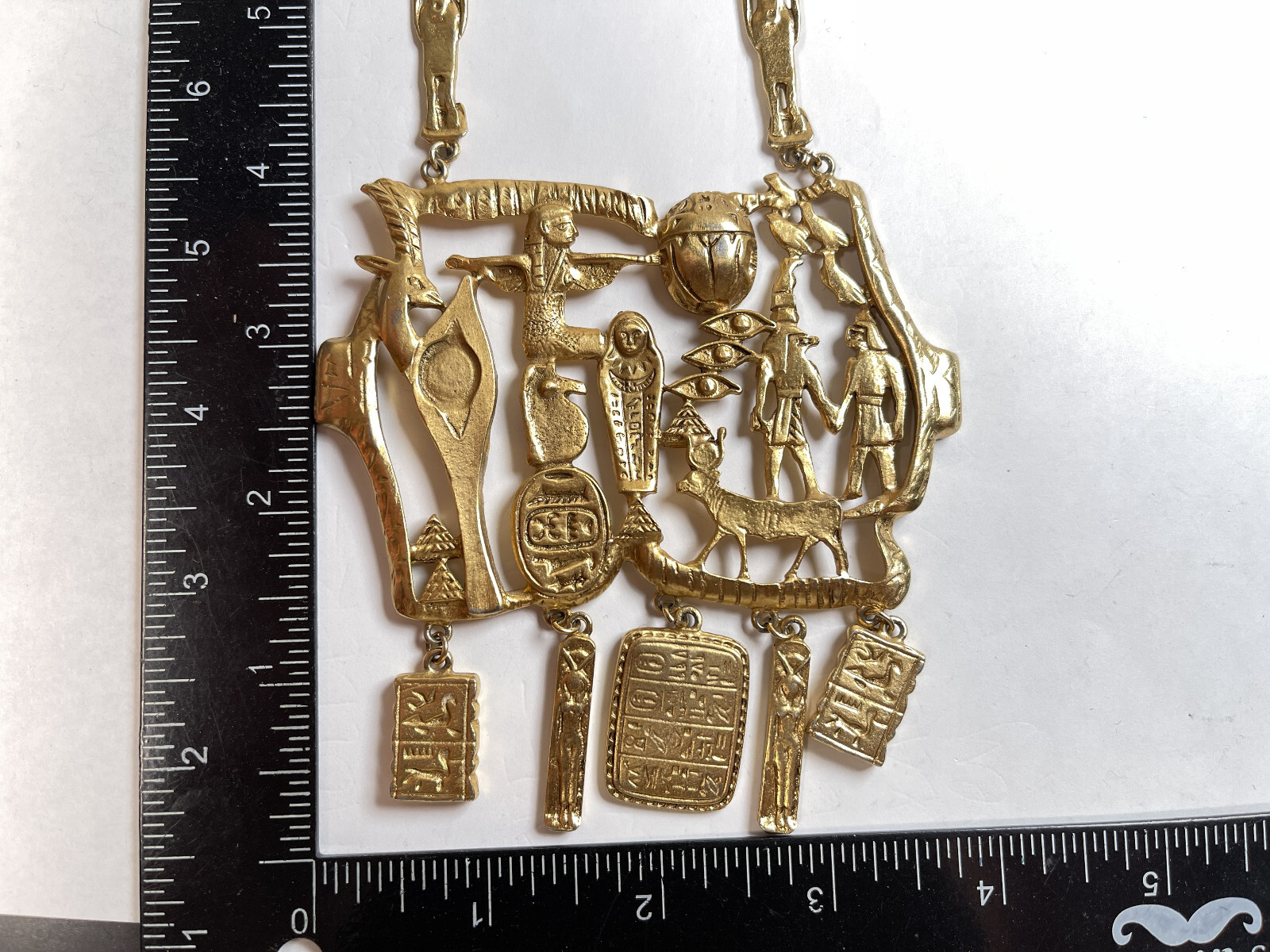 Vtg Kenneth Jay Lane gold tone Egyptian revival S… - image 7