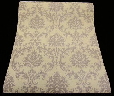 30504-3-) edle Satin Tapete ''New Classics'' Barock Design creme hellgrau
