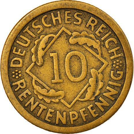 Weimar Republic 10 Rentenpfennig Coin | German Reich | KM33 | 1923 - 1925 - Picture 1 of 4