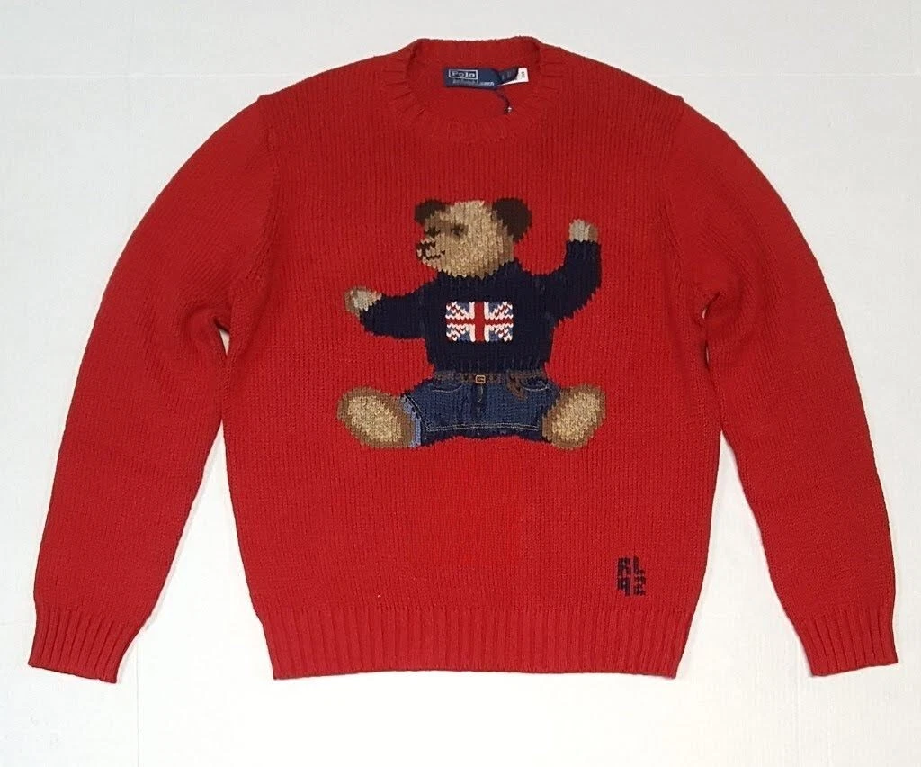 Red polo sweater with bear new arrivals