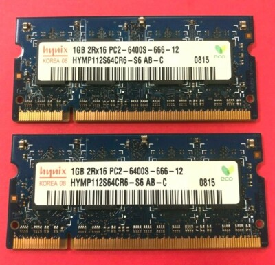  Hynix 2GB (2X1GB) 2Rx16 PC2-6400S Laptop Ram MEMORY HYMP112S64CR6-S6