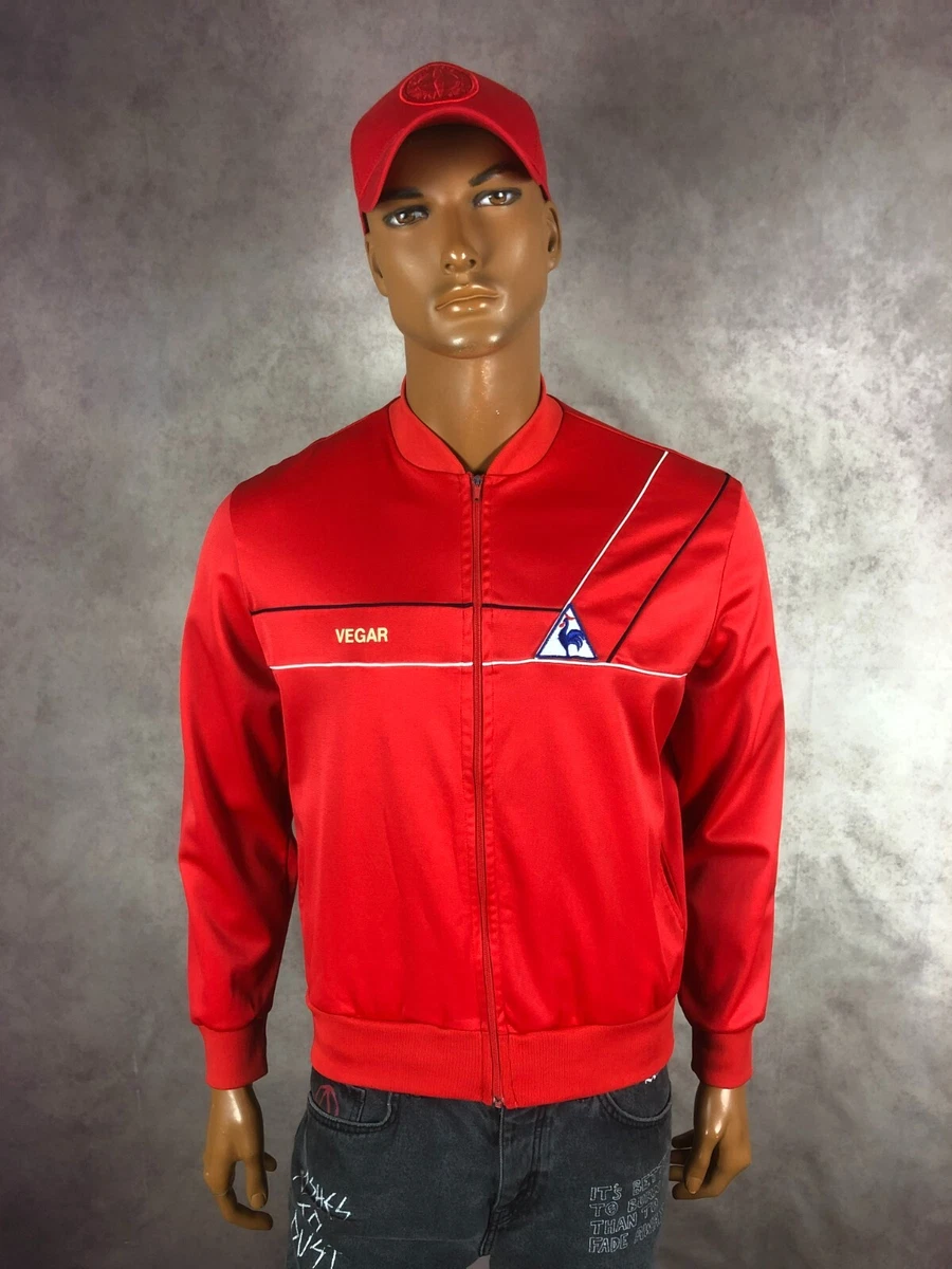 Veste Le Coq Sportif Vintage 80's - Blanche, Rouge, Gris, Taille XS, Occasion Très Bon état