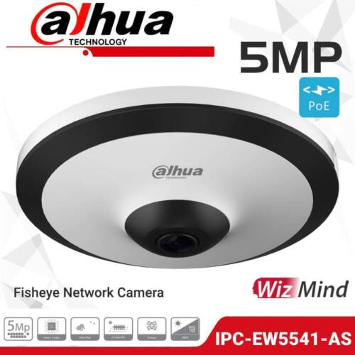 Dahua IPC-EW5541-AS 5MP Panorama Pro AI WizMind Network PoE Fisheye Camera - Picture 1 of 6