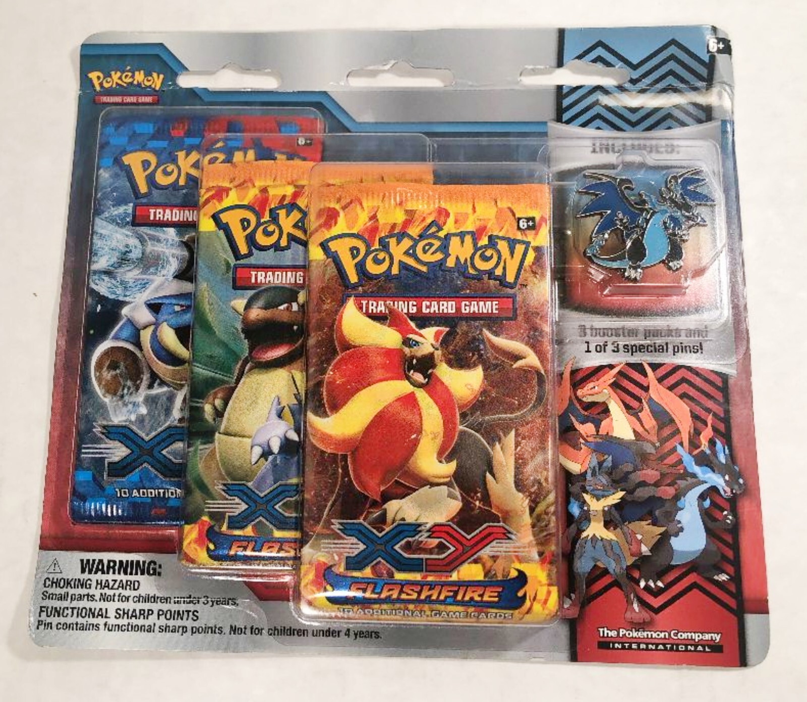  Pokemon XY Flashfire Trading Card Game Booster Pack Pin Set-  Mega Lucario : Toys & Games