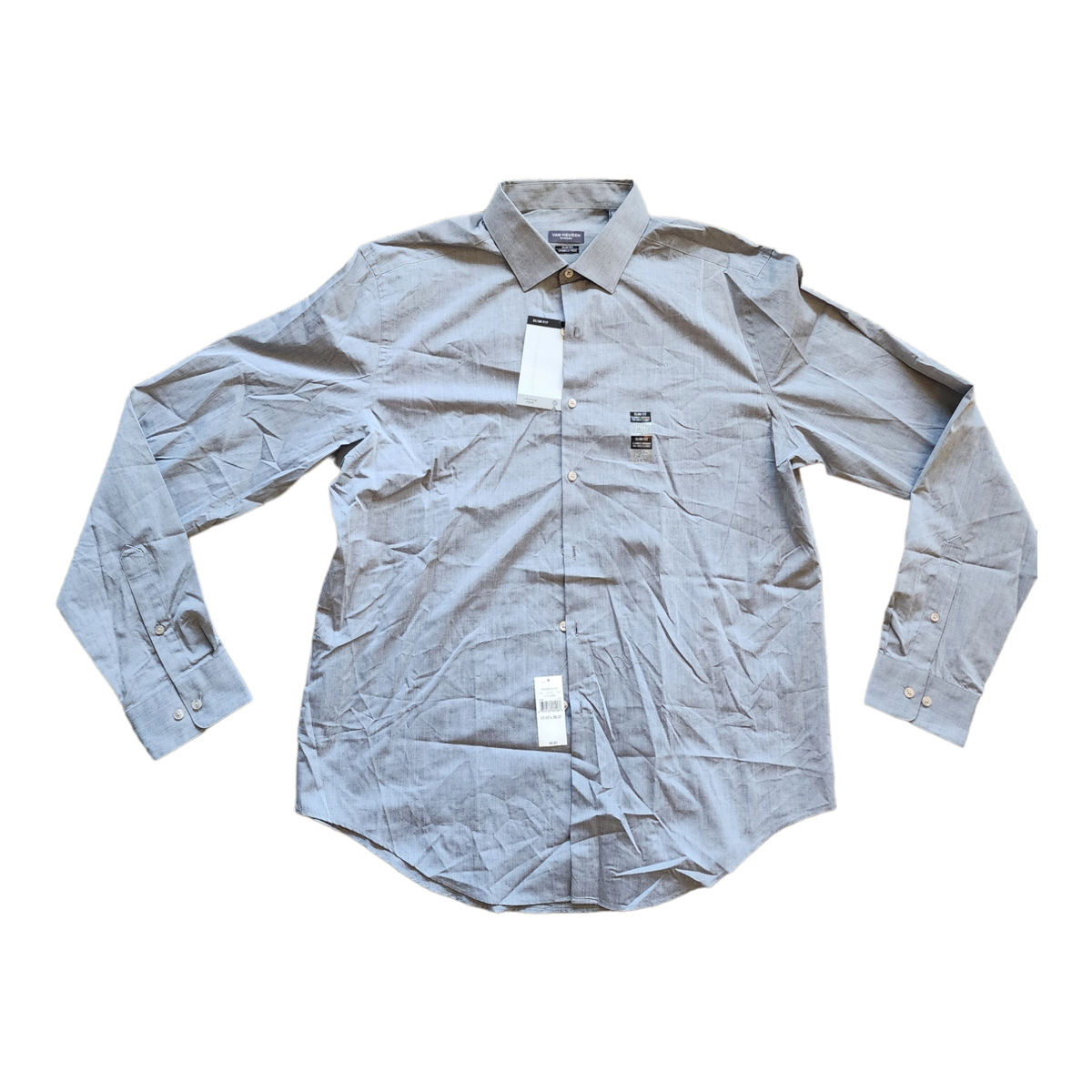 Van Heusen Shirts | Van Heusen Chrome Slim Fit Dress Shirt Men's Size 17-17 1/2 Wrinkle Free - New | Color: Gray | Size: 17-17.5 | Dohrmann's Closet