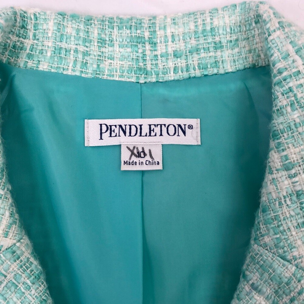 Blue Pendleton Tweed Print 3 Button Blazer / Jack… - image 4