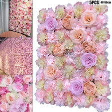 5X Artificial Flower Wall Panels Flower Floral Wall Mat Backdrop Wedding Decor