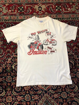 Vintage 90s Indian Motorcycle T shirt size XL 90 YEARS OF INDIAN