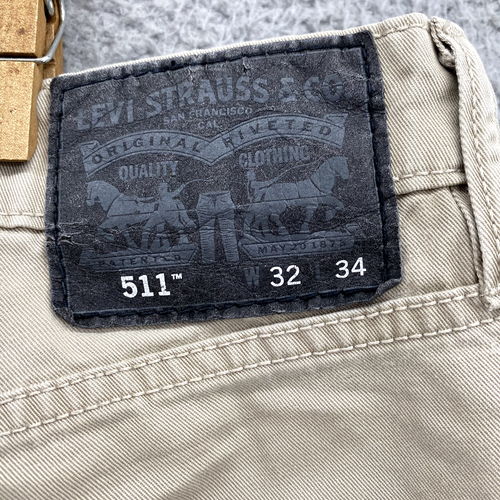 Levi's 511 Commuter Jeans 31 x 31* Beige Cycling Stretch Casual Slim Pants Mens - Picture 12 of 13