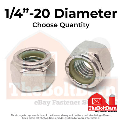 1/4''-20 Stainless Steel Nylon Insert Hex Nuts (Choose Qty)