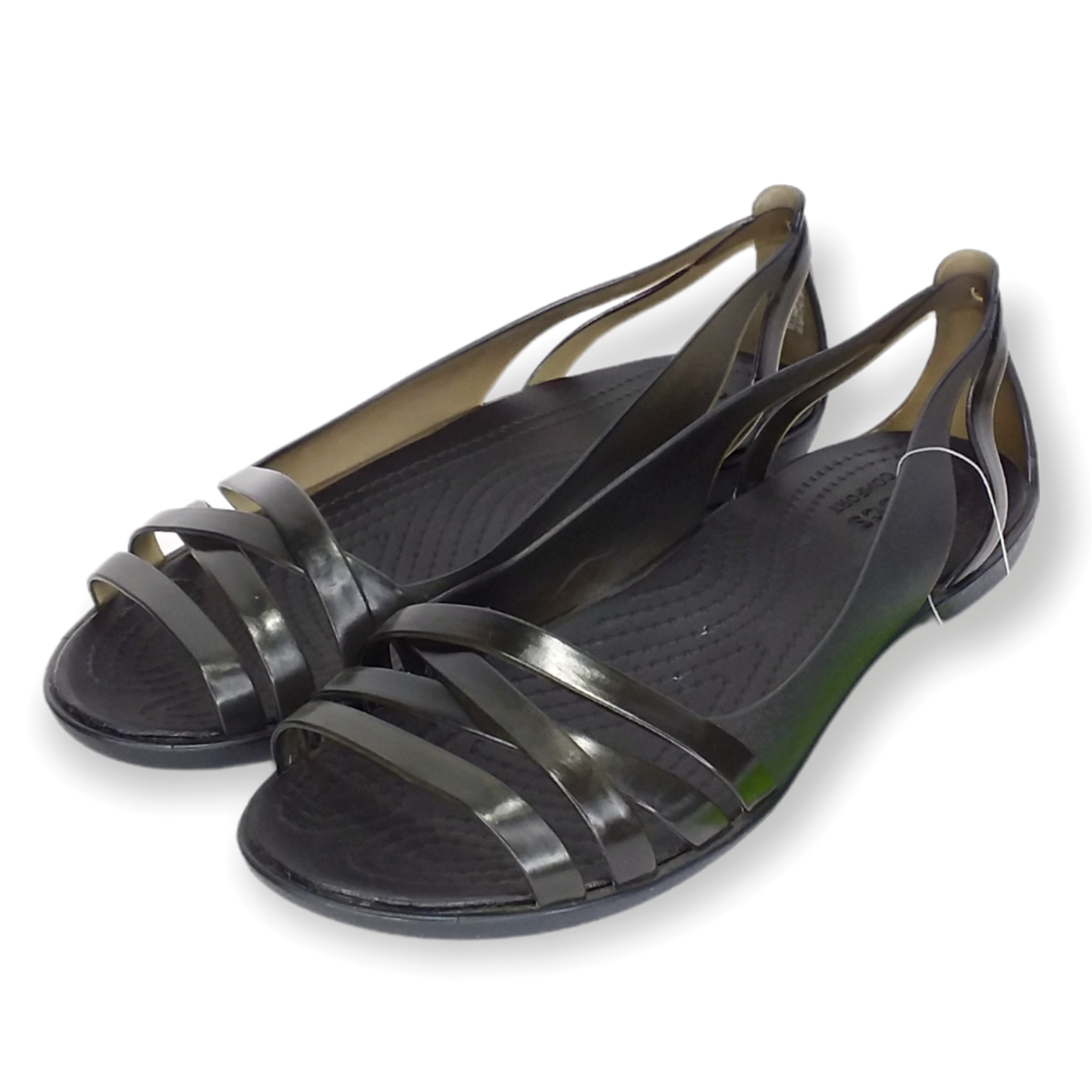 Crocs Jelly Sandals Isabella Huarache Flat Size Black Easy