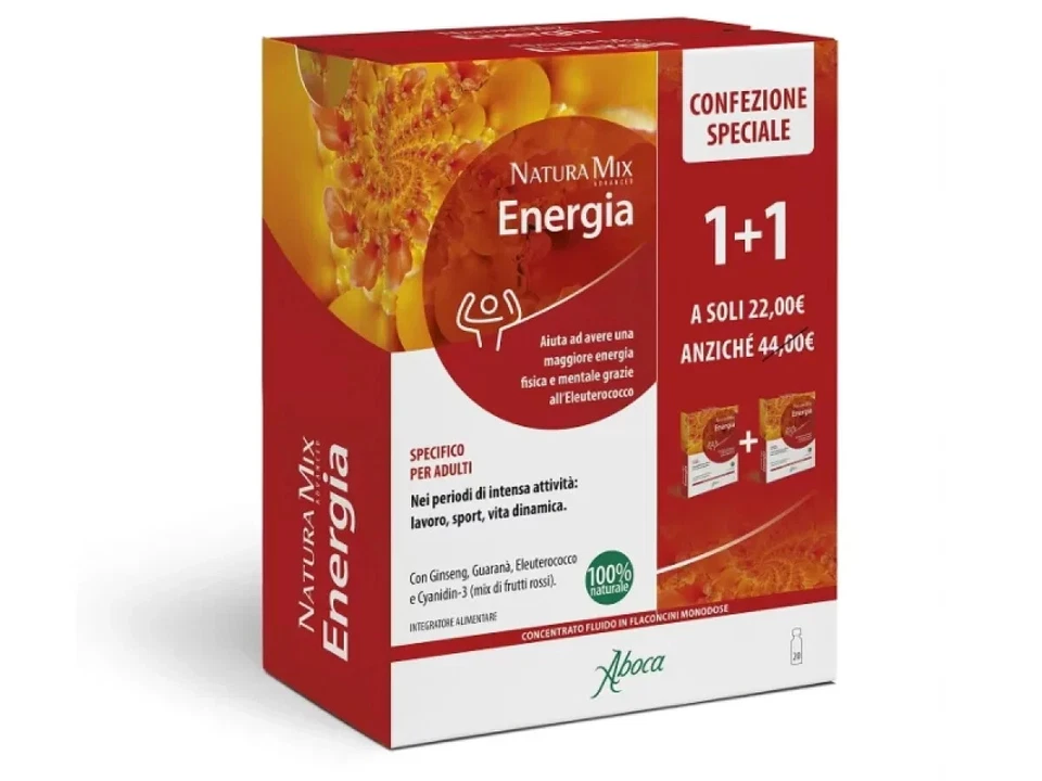 Aboca NATURA MIX ADVANCED ENERGIA 10+10 flaconcini CONFEZIONE DOPPIA
