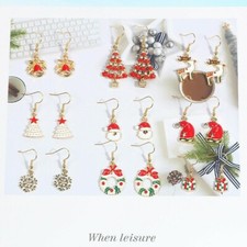 9 Paia Lega Orecchio Ciondoli Natale Decorazioni Donna Regalo Orecchini Gioielli
