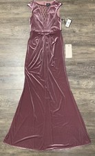 Adrianna Papell Women’s Beaded Velvet Mermaid Gown Size 0 Antique Rose