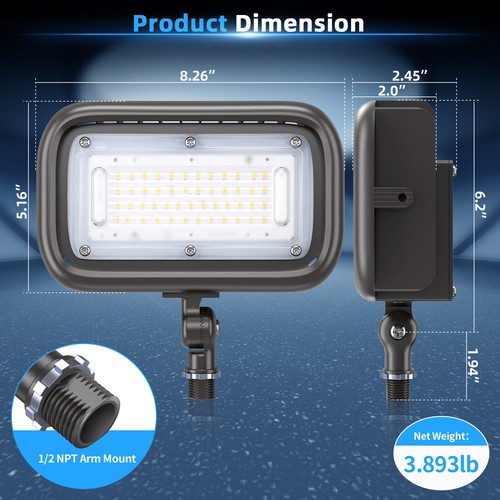 45W 5000K Mini LED Flood Lights Outdoor Security Flood Light with Knuckle Mount - Picture 3 of 14
