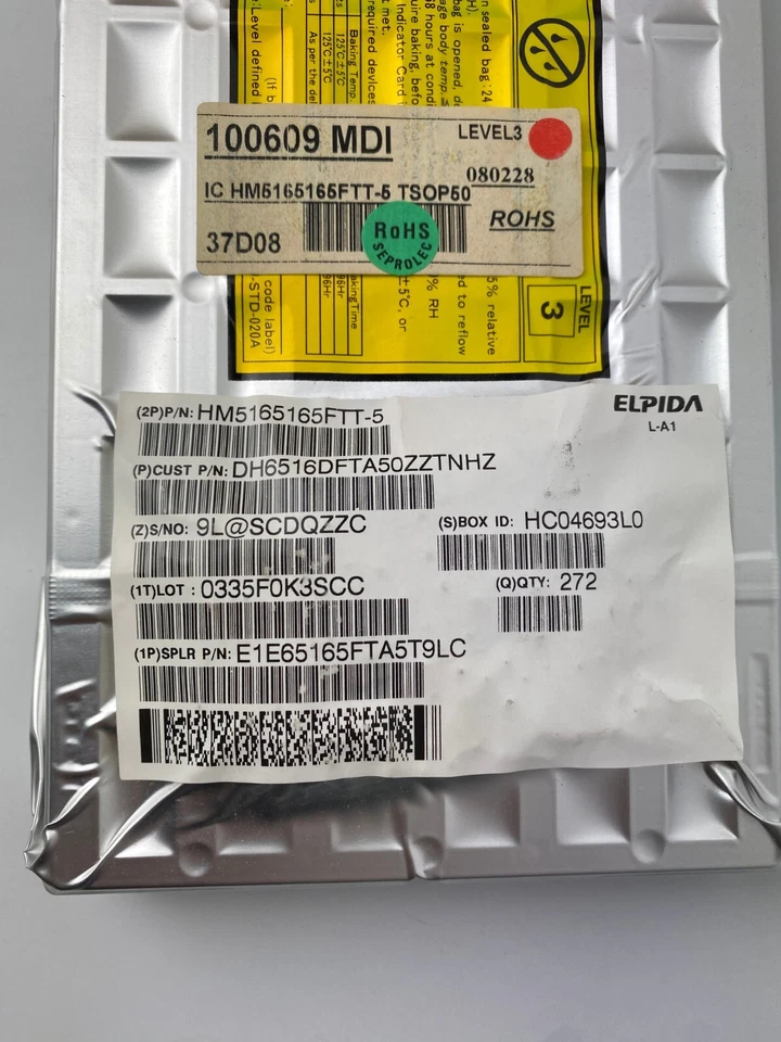 Elpida HM5165165FTT‑5 TSOP50, DRAM Memory Chip, BOX - 272QTY - Image 2 of 4
