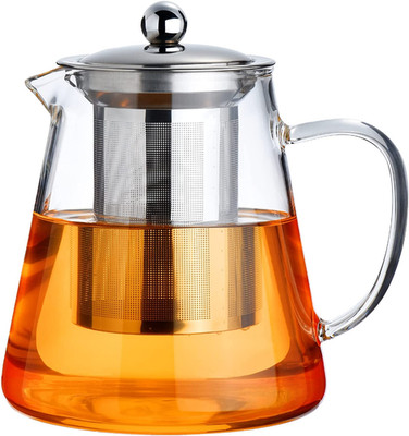 Glass Teapot Stovetop 18.6 OZ, Borosilicate Clear Tea Kettle with Removable 18/8