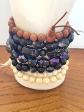 Vtg Glass Plastic Bead Beach Boho Fashion Jewelry magnetic Bracelets Lot of 7