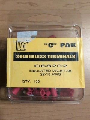 Klein VACO C68202 Insulated Male Tab, 22-18 AWG New Qty 100 C Pak