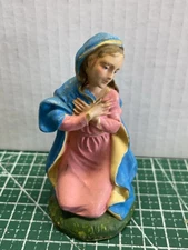 Vintage Antique Nativity Mary  4-1/4"tall , Composition great Shape larger Sized