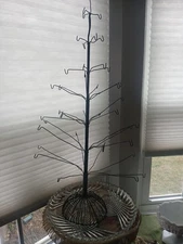 Vintage Wire Metal Christmas Tree Ornament Display Primitive / Antique