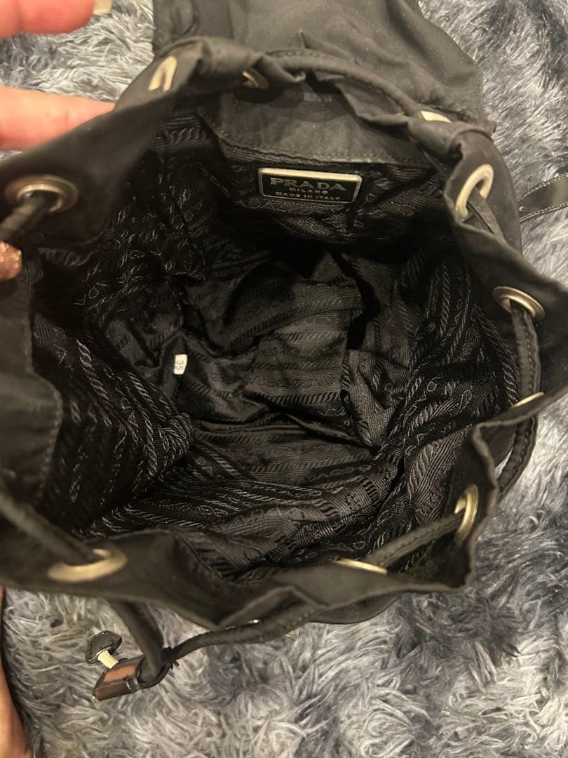PRADA Black Nylon Mini Backpack Drawstring Near U… - image 3