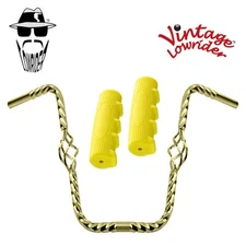 Lowrider Cage Twisted 16" 25.4 Handlebar Gold 0214 120 Grips Solid/Yellow