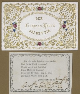 Christening letter godfather letter dated 1873 (Görlitz) embossed print