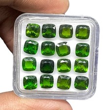 16 Pcs Natural Chrome Diopside 5x5mm Cushion Cut Vivid Green Loose Gemstone Lot