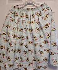 UNIQUE VINTAGE AVOCADO PLEATED A-LINE SKIRT USED L-10/12 