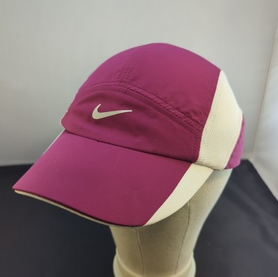 Nike Featherlight Tailwind Hat Magenta White Dri Fit 7 Panel Running Vintage