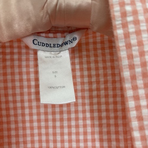 Vintage Cuddledown Seersucker Nightgown Robe Set Size Small Medium Peach Gingham - Picture 6 of 20