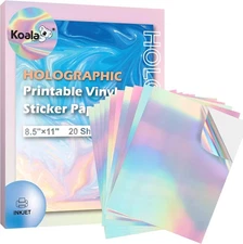 Koala Holographic Sticker Paper for Inkjet Printer - 20 Sheets Multicolor 