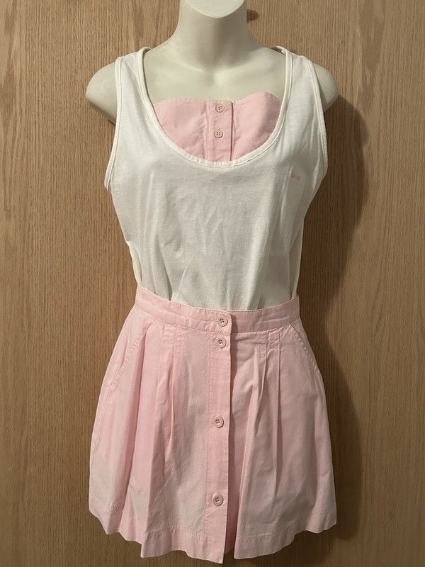 Vintage 70s Ellesse Tennis Outfit Top Size 11 Skirt  Size 9 Pink & White Rare
