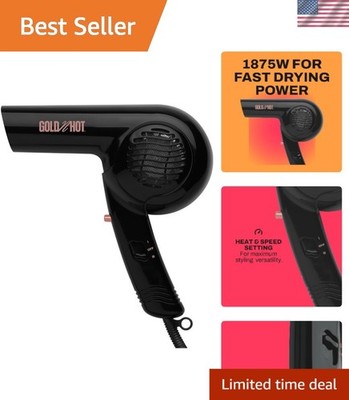 Gold 'N Hot 1875-Watt Salon Hair Dryer with Dual Voltage for Travel Convenience