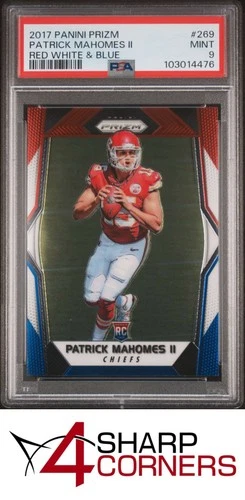2017 PANINI PRIZM RED WHITE &amp; BLUE #269 PATRICK MAHOMES II RC PSA 9