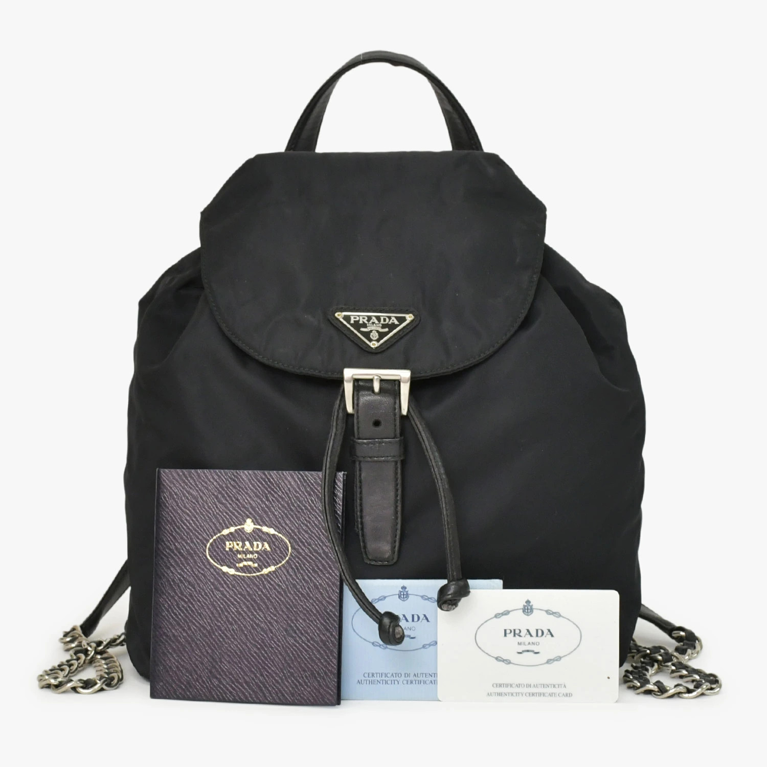 PRADA Chain Backpack Mini Triangle Logo Tessuto L… - image 1