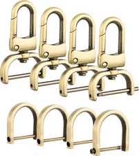 4Pcs Detachable Snap Hook Swivel Clasp with 4Pcs D-Rings Screw in Shackle for DI