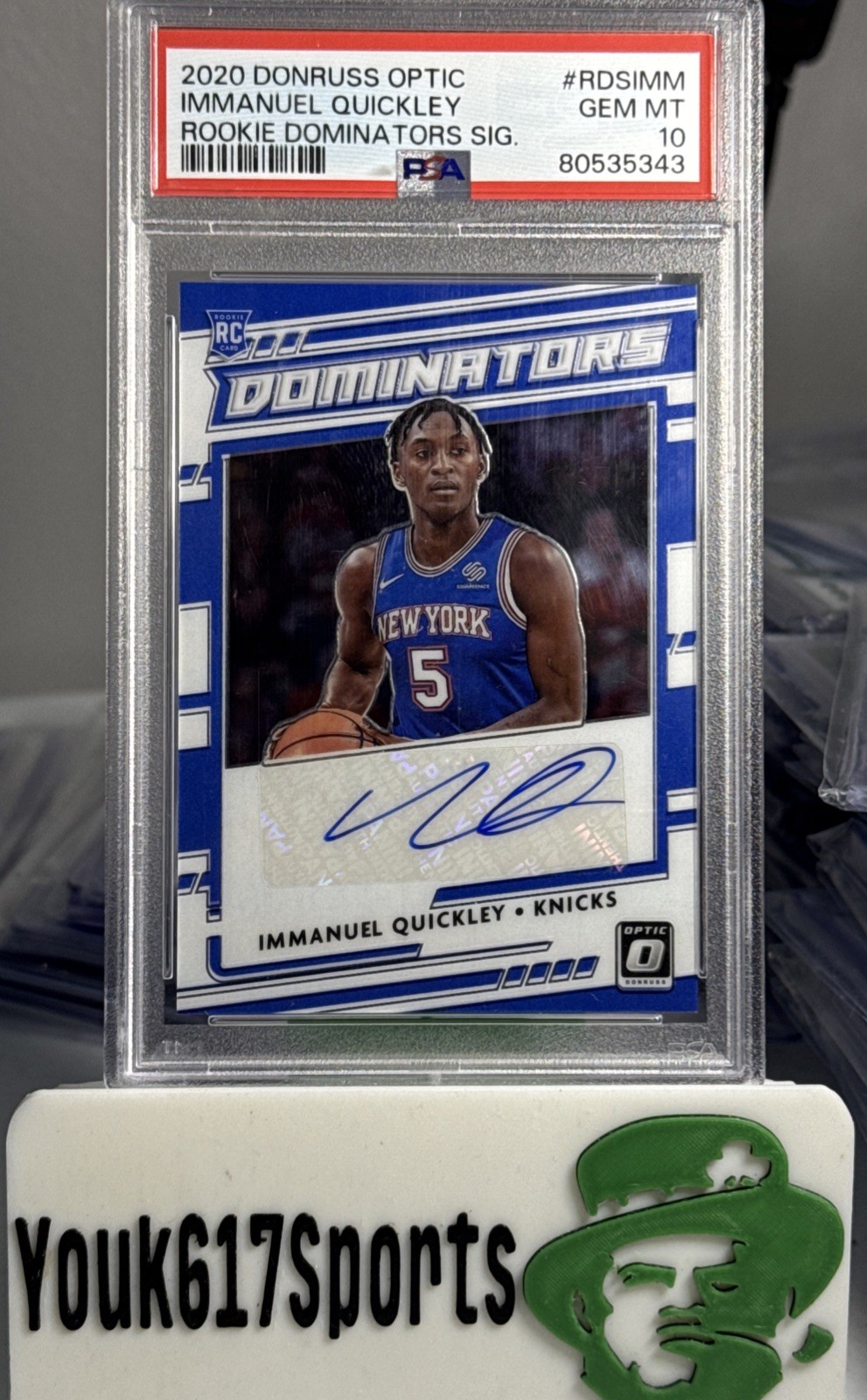 IMMANUEL QUICKLEY 2020-21 OPTIC ROOKIE DOMINATORS GEM RC AUTO 01/99 PSA 10 FOTL