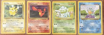 Starter Pokémon 1st Edition 1995 Base Set - Pikachu/Schiggy/Bisasam/Charmander