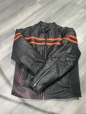 Mens Bikers Dream Apparel USA Leather Coat.XL. Brown/Orange