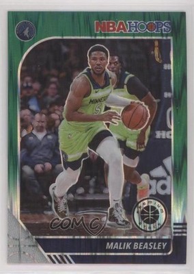 2019 Panini NBA Hoops Premium Stock Green Flash Prizm /99 Malik Beasley #49 a3q