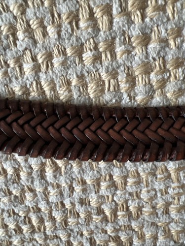 Lauren Ralph Lauren cintura elasticizzata vintage pelle intrecciata fibbia oro - Foto 6 di 8