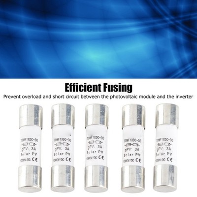 3A 5x Tube Photovoltaic Protec-tion Set Kit 1000V DC 10x38mm Accessory Rep